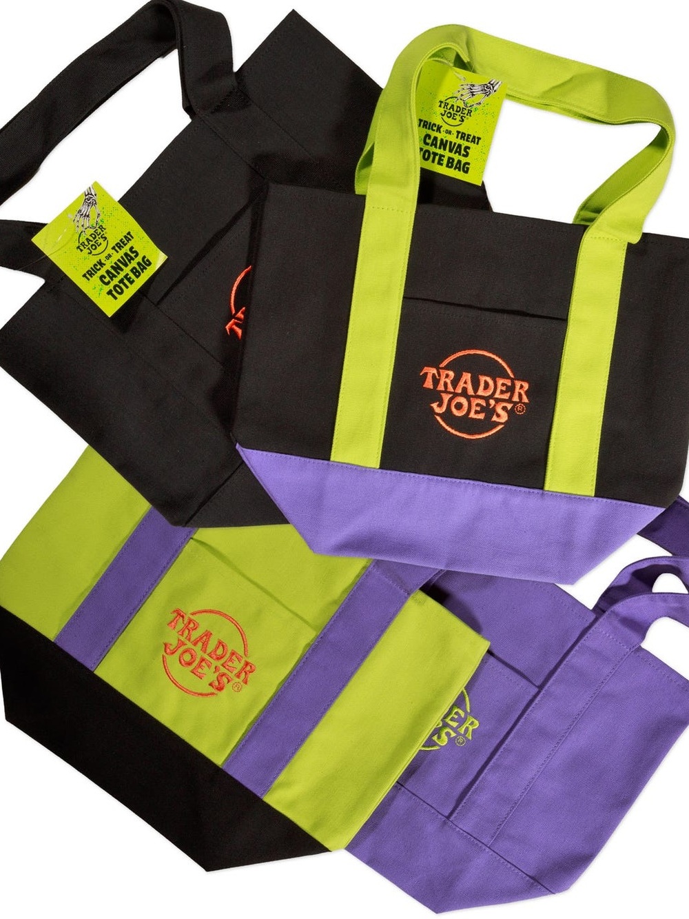 (SET of 4) 🎃 2026 Trader Joe’s Trick or Treat Mini Canvas Tote Bags + Poly Bag
